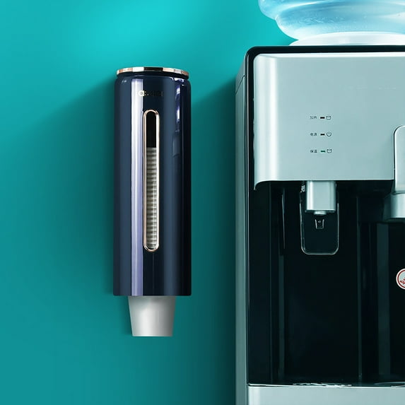 Wall-Mounted Disposable Cup Dispenser - No Drilling Adhesive Abs Holder Shelf for Paper/Plastic Cups with Visual Window, Heavy-Duty Kitchen & Office Organizer