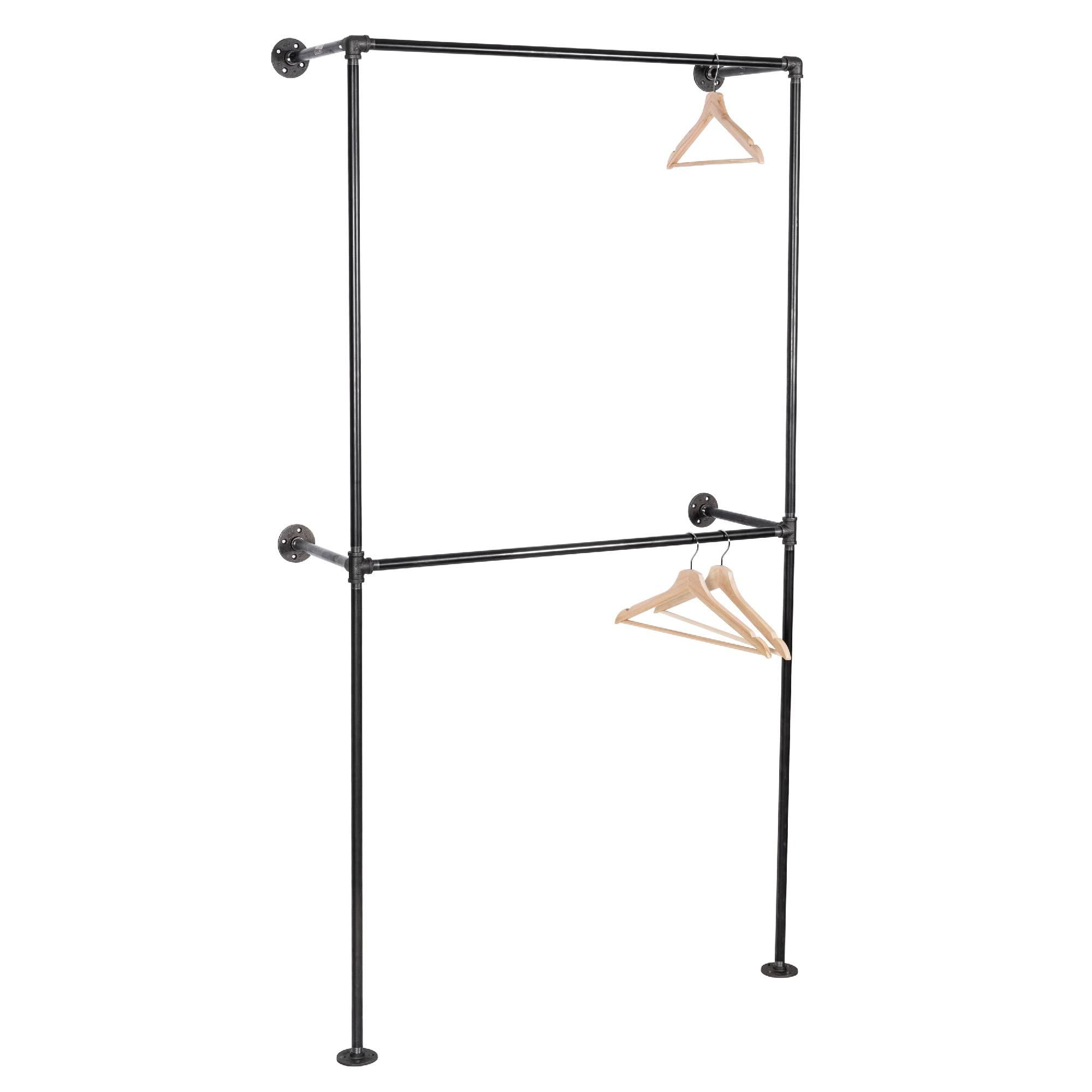 PIPE DECOR Industrial Wall Mounted Double Hung Garment Rack - Walmart.com