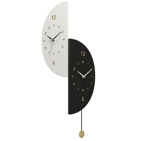 Wall Mounted Double Sided Wall Clock Modern Battery Operated Decorative Wall Clock with Pendulum