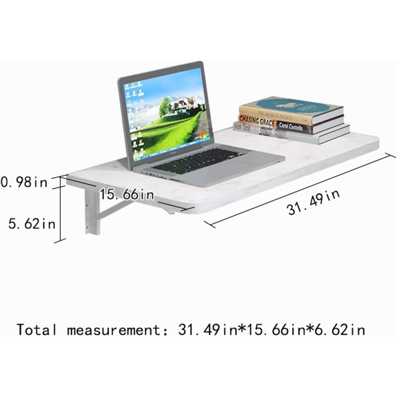 Wall Mounted Drop Leaf Desk, 31 Inch Folding Table for Small Space Laundry Room Office Home Bar