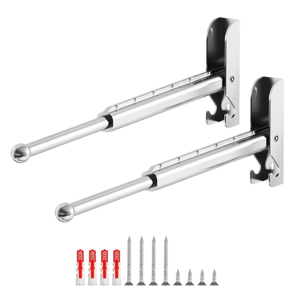 Wall Mounted Drying Rack 13 Inch – Foldable Pull-Out Clothes Hanger Rod in Black for Laundry Room, Closet, Entryway and Small Spaces