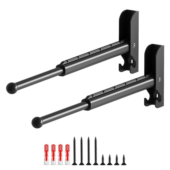 Wall Mounted Drying Rack 13 Inch – Foldable Pull-Out Clothes Hanger Rod in Black for Laundry Room, Closet, Entryway and Small Spaces
