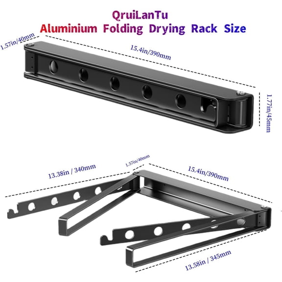 Wall Mounted Drying Rack Aluminium Free Swinging Folding Drying Rack Towel Rack (4 Arms) Space Saving Laundry Room Hanging Rack for Bathroom Balcony Apartment Dormitory RV (Grey)