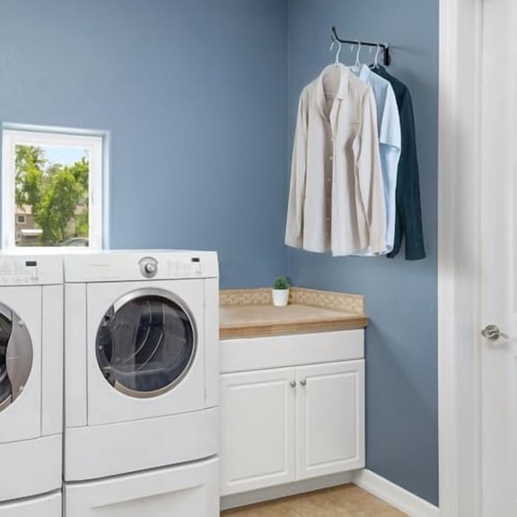 Wall Mounted Drying Rack Laundry Clothes Hanger with Swing Arm Space Saving Metal Hanging Valet Rod for Laundry Closet Organizer Bathroom Bedroom, 1 Pack, Black