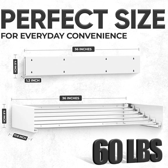 Wall-Mounted Drying Rack with 6 Rods and Dryer Balls