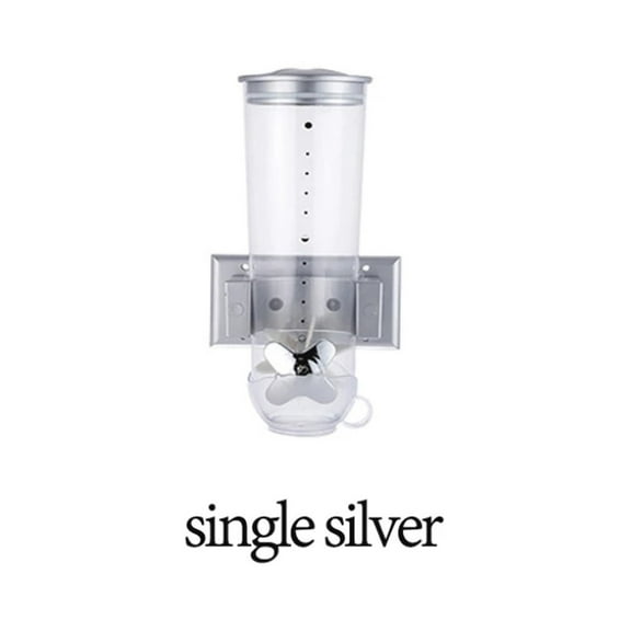 Wall Mounted Dual Dry Food Dispenser, Space-Saving Airtight Grain & Coffee Bean Storage Container with Portion Control, Kitchen & Café Use, Gray (1 Set)