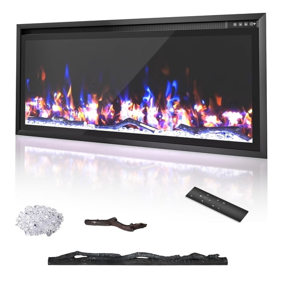 Kincubow 42" Electric Fireplace Wall Mounted Fireplace Heater with Remote Control Timer Touch Control 12 Flame Colors 750/1500W