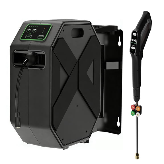 Wall-Mounted Electric Pressure Washer, 5000 PSI, 3.0 GPM, 120V, with 100FT Auto Rewind Hose