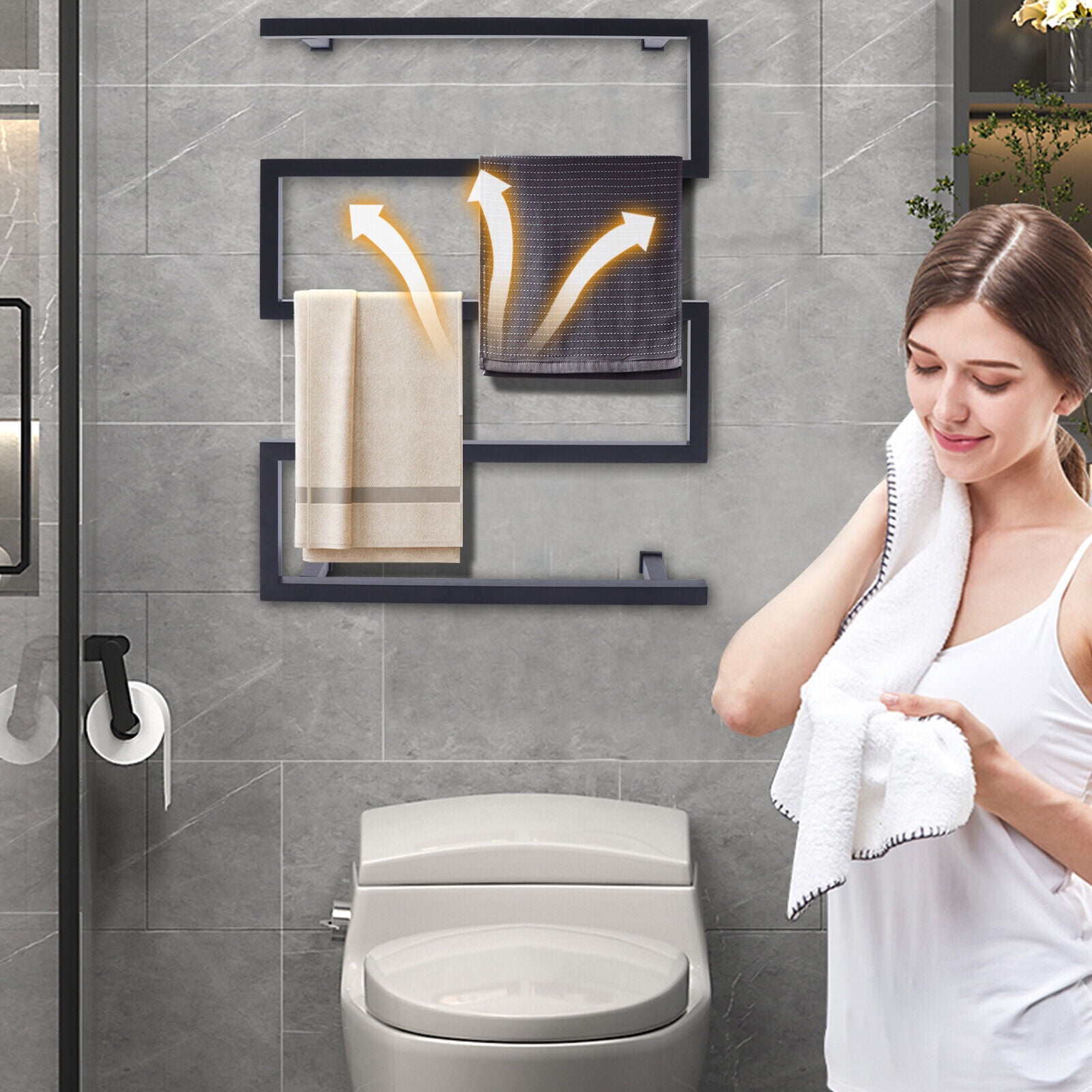 Wall Mounted Electric Towel Warmer 304 Stainless Hot Towel Rack Heater ...