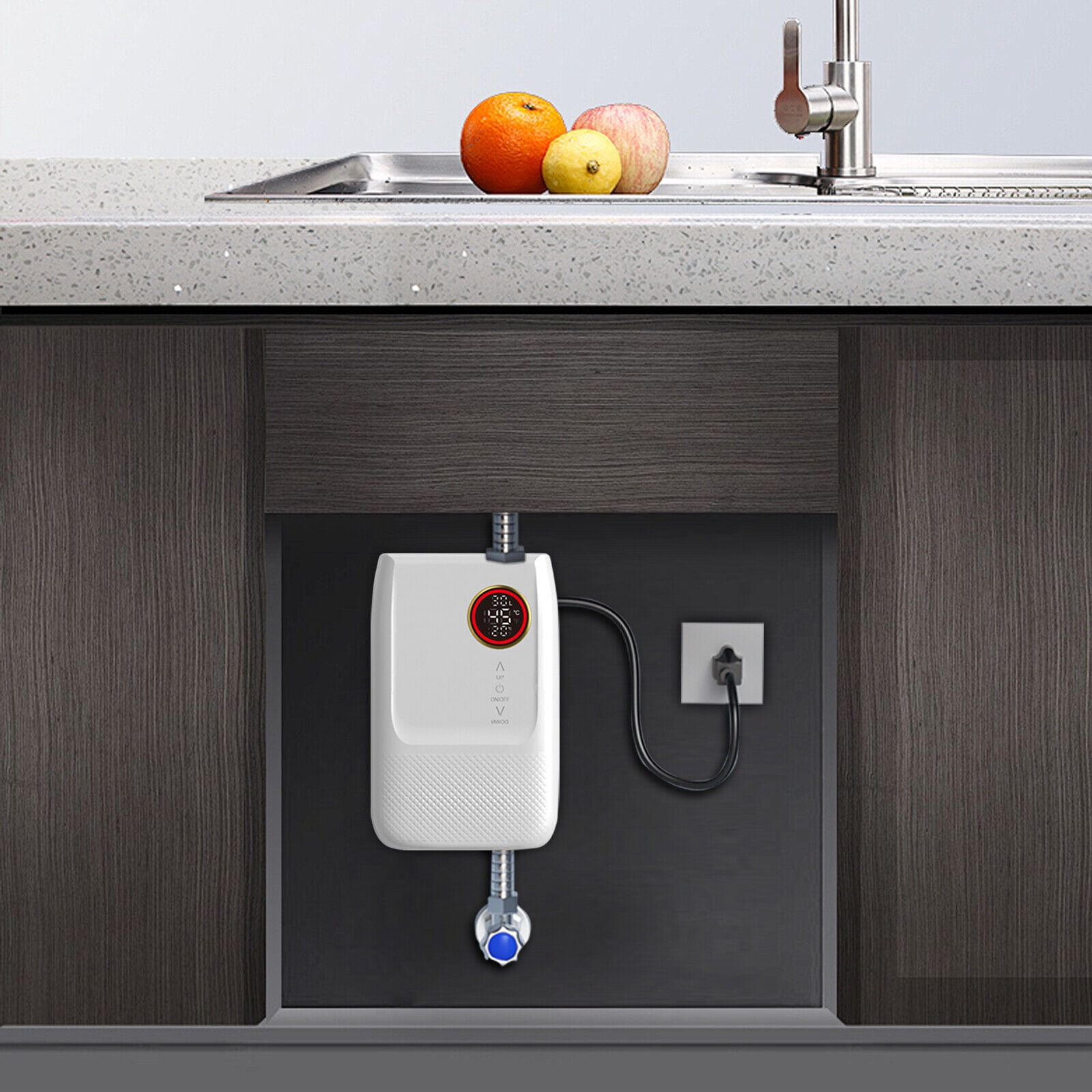 Wall Mounted Electric Water Heater, Hot Water Heater, Instant Hot Water Heater AC110V 3000W LED Display White