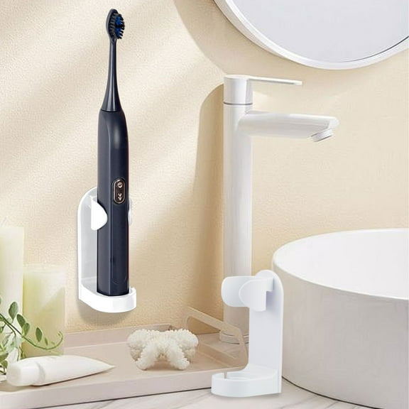 Wall Mounted Electronic Toothbrush Holder, Adhesive Bathroom Organizer, Space-Saving Toothbrush Rack with Ventilated Design for Fast Drying and Hygienic Storage