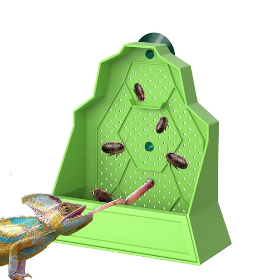 Wall Mounted Escape Proof Reptile Feeder for Dubia Roaches  Chameleon Feeder & Bearded Dragon Accessories, Durable Plastic Feeding Dish for Live Insects