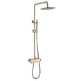 thumbnail image 1 of Wall Mounted Exposed Brushed Gold Rain Shower System Set, Triple Function Tub Spout Shower Faucet Fixture Combo Set, 1 of 5