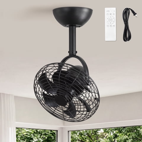 Lokivas 10in Wall Mount Fan with Remote Control, Small Reversible Fan with Plug in Cord, 6 Speed, Adjustable Tilt, for Garage, Gym, Black