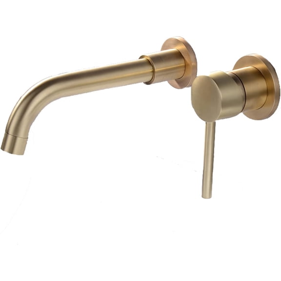 Wall Mounted Faucet Bathroom,360 Swivel Spout,Brass Single Handle Wall Mount Bathroom Sink Faucet,Wall Mounted Basin Mixer Taps,Brushed Gold