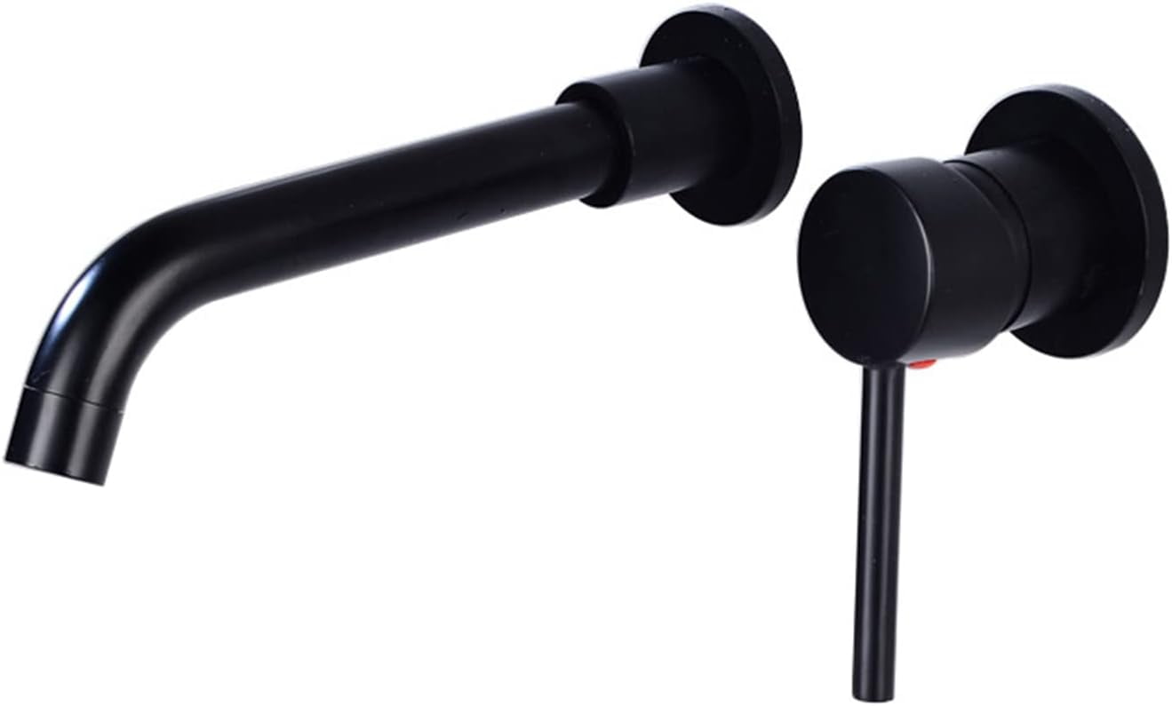 Wall Mounted Faucet Bathroom Sink Black,Brass,Hot and Cold,with 360° Swivel Spout,Single Handle Wall Mounted Bathroom Sink Faucet