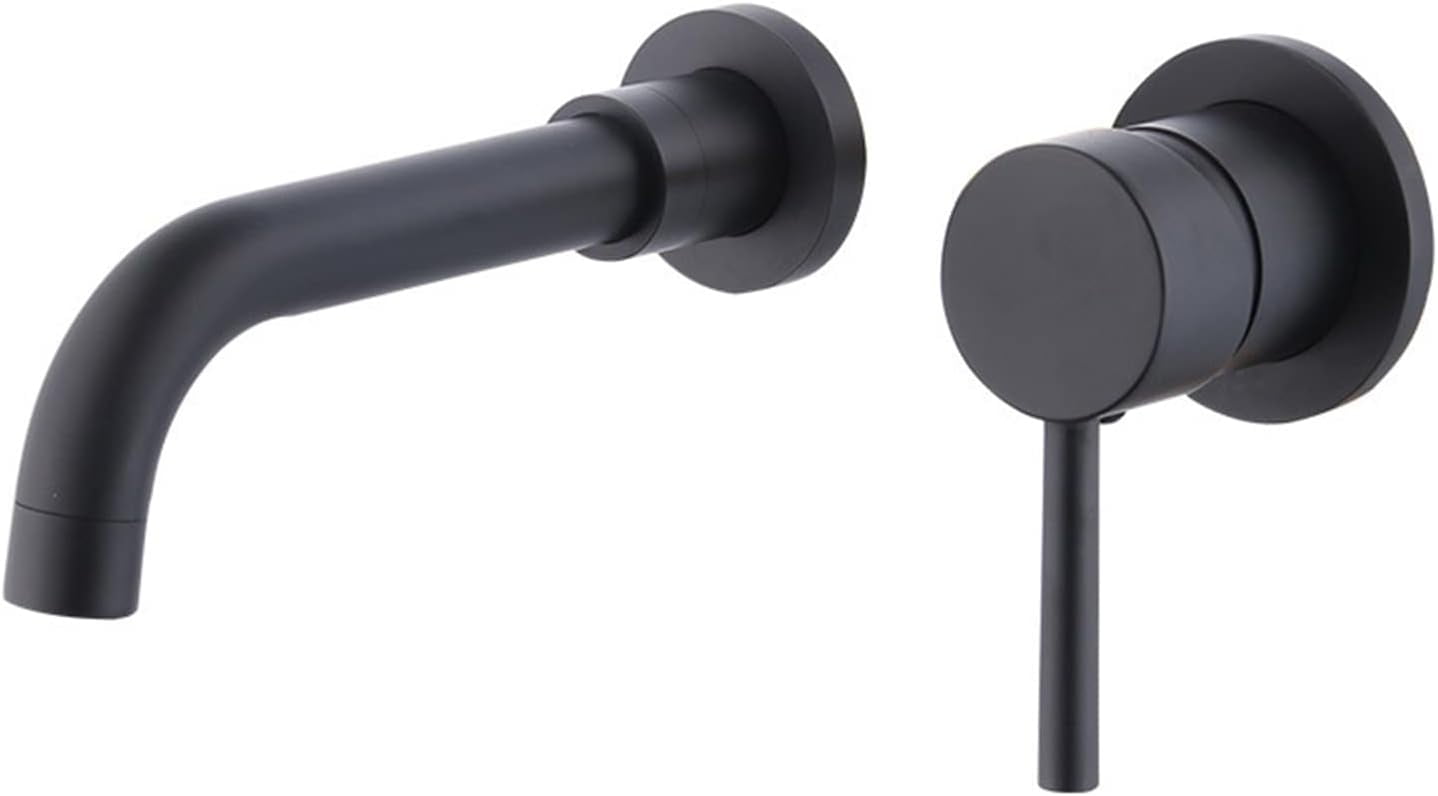 Wall Mounted Faucet Bathroom Sink Black,with 360° Swivel Spout,Hot and Cold Sink Mixer Tap Faucet,Single Handle Wall Mount Faucet