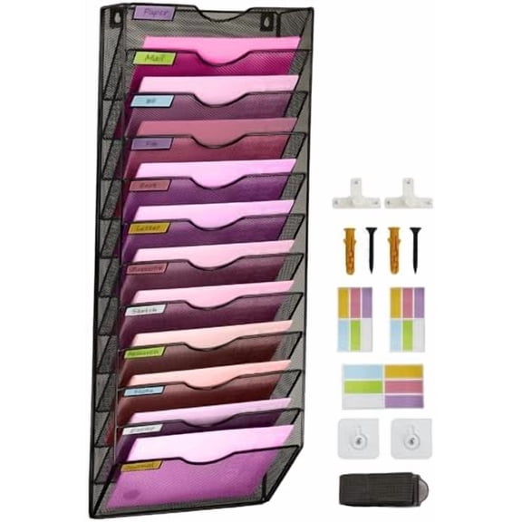 Wall Mounted File Organiser A8 Mesh in Hanging Wall File Holder Mail Organiser