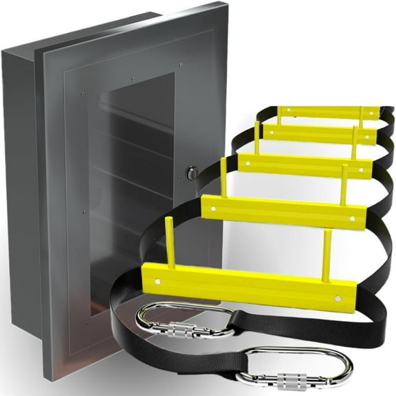Wall Mounted Fire Ladder 3 Storey 25ft - Emergency Escape Ladder for Homes Include Aluminum Storage