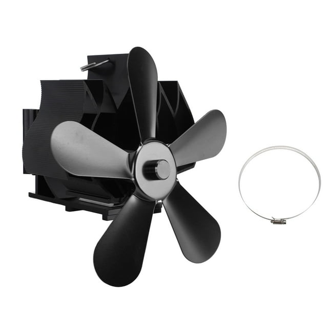 Wall Mounted Fireplace Fan 5 Blade Heat Powered Wood Stove Fan for Wood