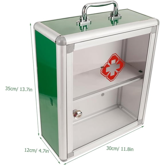 Wall-Mounted First Aid Medicine Cabinet Large Capacity Visible Storage Box with Transparent Door for Home Office Car Emergency Supplies Organizer