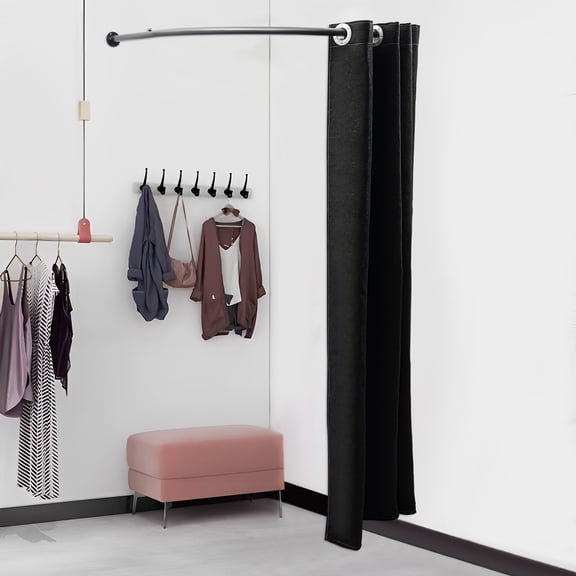 Wall Mounted Fitting Room, U Shaped Changing Room  95cm, Black, Privacy Dressing Screen, for Home Privacy Protection, Dressing Room Alternative