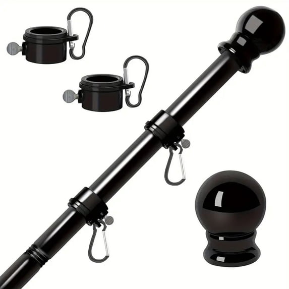 Wall Mounted Flagpole Kit – 6FT Stainless Steel Flag Pole with 360° Rotating Rings, 5-Section Adjustable Design for House, Garden, Courtyard, Outdoor Fence or Truck