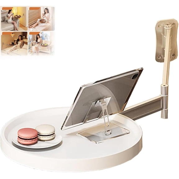 Wall Mounted Flip Down Table Sofa Floating Table Extender Shelf for Flip-Out Design Nightstand | Home Office, Bar, Kitchen, Study, Balcony (White)