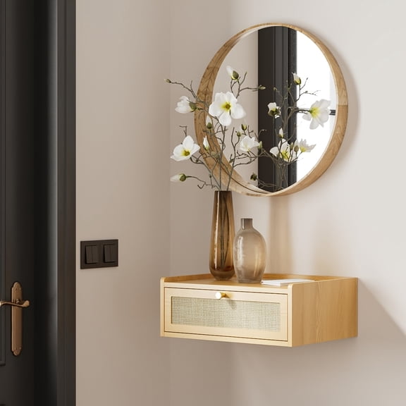 Wall-Mounted Floating Bedside Table with Storage Drawers - Space-Saving Modern Bedside Cabinet Suitable for Bedroom, Living Room, or Bathroom - Compact Shelf Unit, Easy Assembly Required