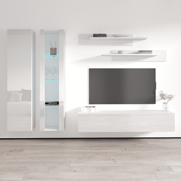 Wall Mounted Floating Modern Entertainment Center Fly A, White, A4