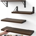 Wall Mounted Floating Shelves, D. Dark Brown Board &amp; Black Brackets, 16 ...