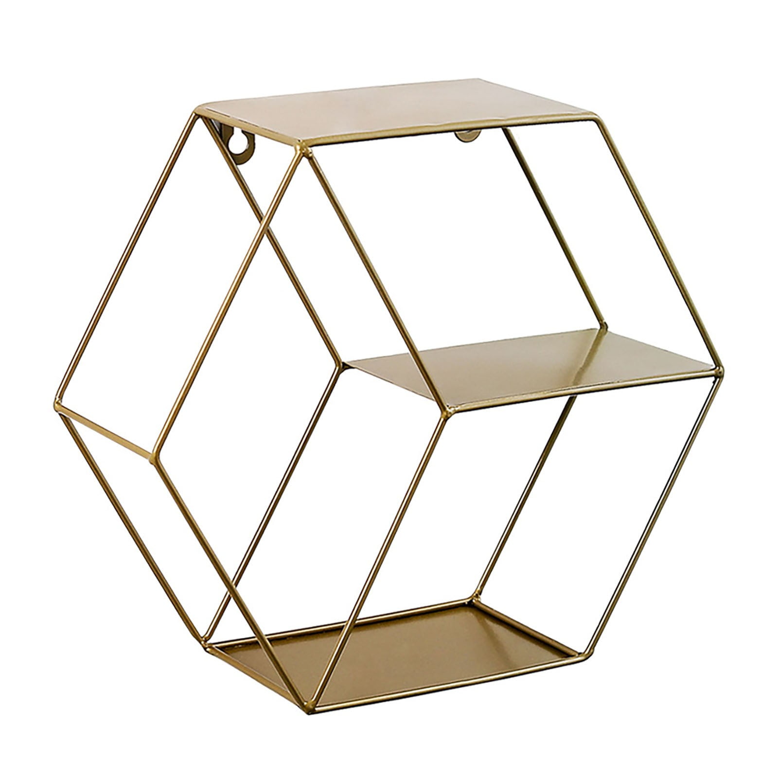 Wall Mounted Floating Shelves Rustic Round Storage Display Hexagonal Wall Hanging Shelf Home Decor for Living Room, Bedroom, Bathroom, Office, Kitchen, Bronze