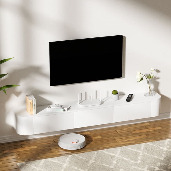 Wall Mounted Floating TV Stand Modern Media Console with 2 Drawers 1 Silent Door for Living Room Home Office (White 160CM/62.9'')
