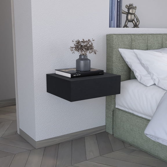 Wall - Mounted Floating Table | Spacious Drawer to Keep Things Neat and Surface for Daily Items | Modern Pine and Particle Board | Simple Installation for Small Spaces