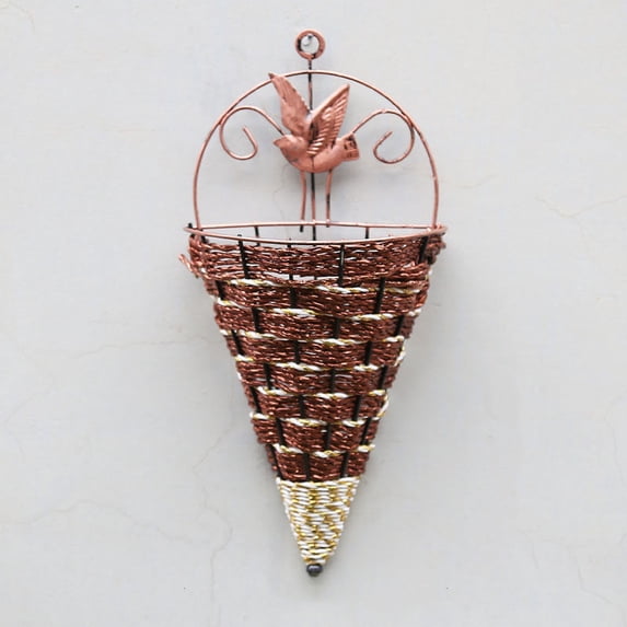 Wall Mounted Flower Basket Hanging Planter for Home Decor Artificial Flower Inserting Device Indoor Outdoor Plastic Rattan Style for Living Room Patio Balcony Faux Flower Basket with Hanging Hook