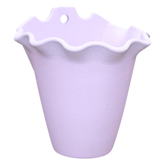 Wall Mounted Flower Planter Plastic Hanging Pot with Wavy Edge Indoor Outdoor Wall Planter for Balcony Garden Farmhouse Decor Hanging Plant Container Outdoor Wall Planter