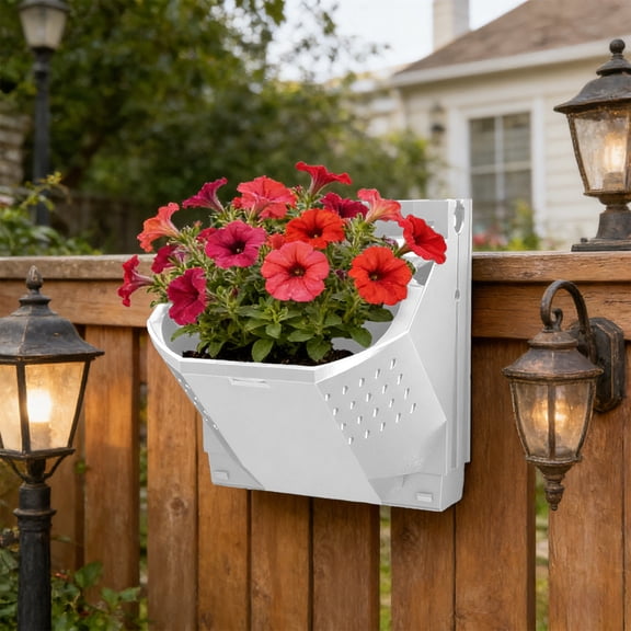 Wall-Mounted Flower Pot | Indoor and Outdoor Planter Box | Hanging Garden Trough for Balcony, Patio, or Window | Plastic Planting Container