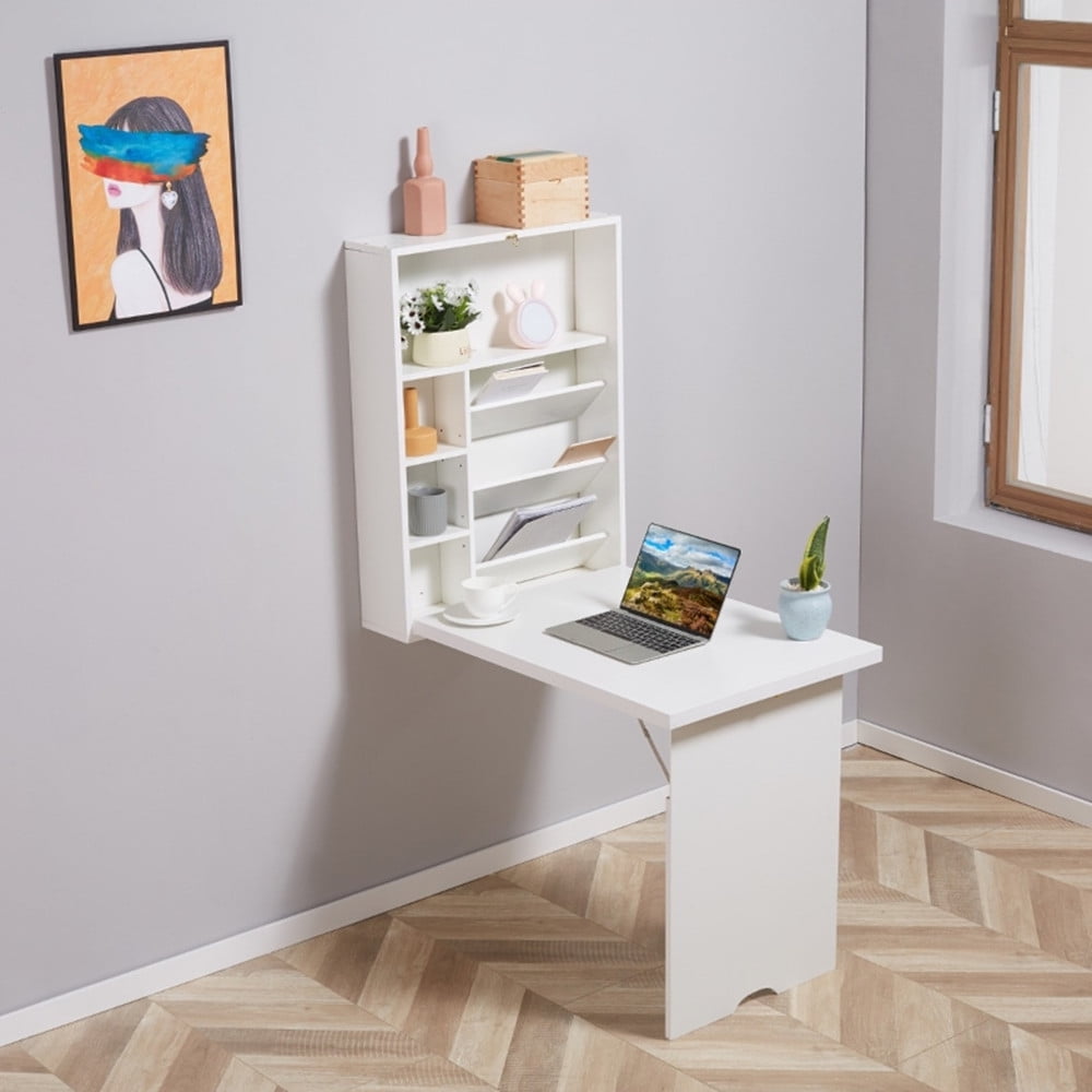 Wall Mounted Fold Out Convertible Desk, MultiFunction Floating Desk