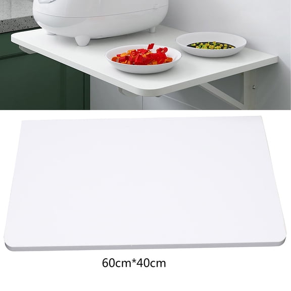 Wall Mounted Foldable Desk, 24" x 16" Space Saving Floating Table, MDF Drop Leaf Desk for Small Space, Home Office Kitchen Dorm, White