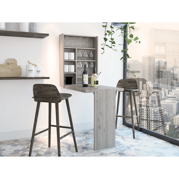 Wall - Mounted Foldable Desk with Seven Shelves | For Room Storage Solutions | Particle Board Material | Saves Room's Available Space