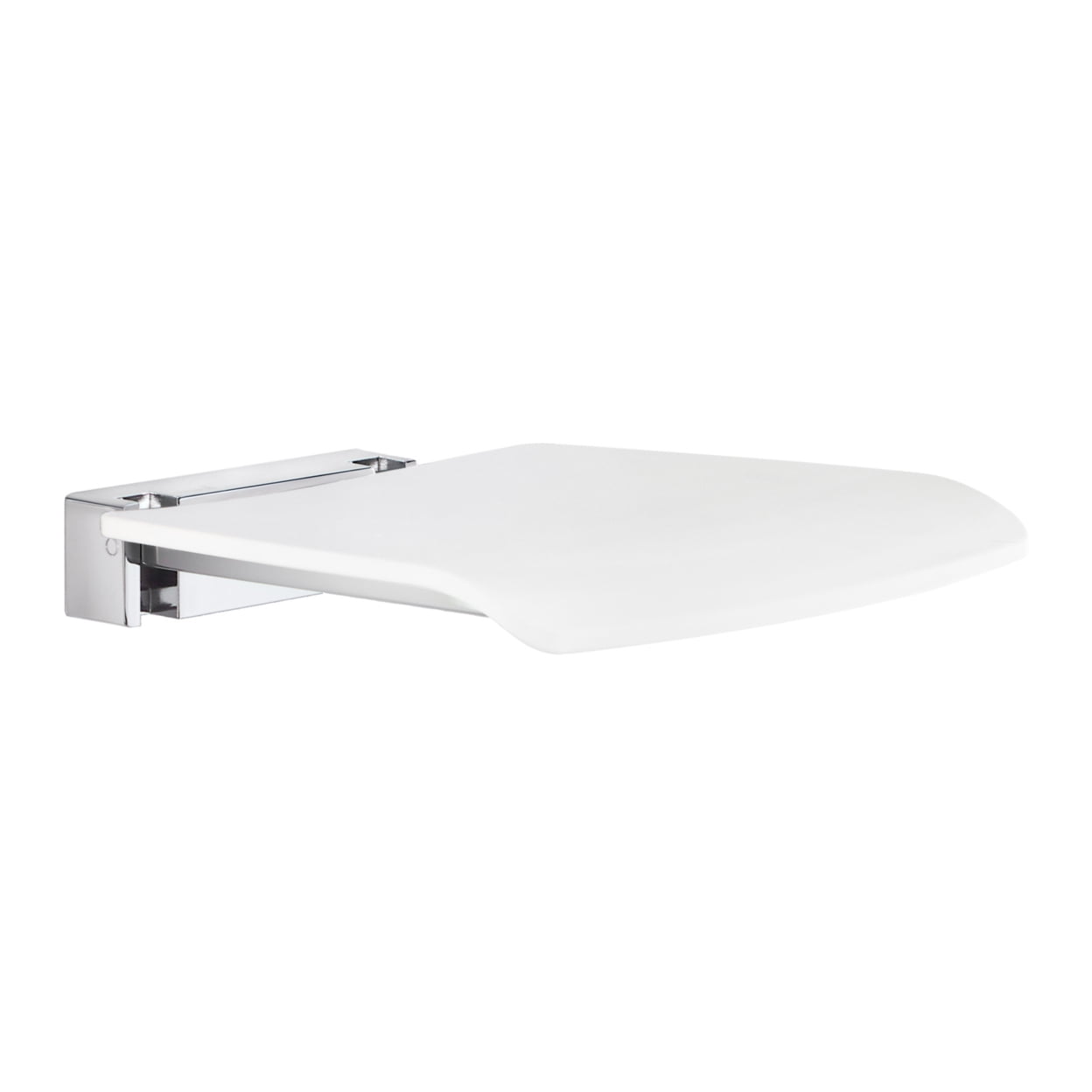 White Wall Mounted Folding Shower Seat with Polished Chrome Fixings