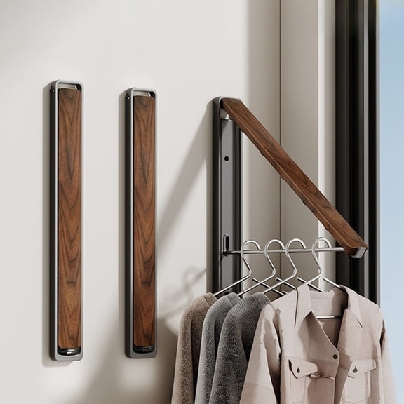 Wall Mounted Folding Drying Rack, Drill-Free Heavy Duty Clothes Drying Rack, Adjustable Zinc Aluminum Laundry Hanger for Adults, Space Saving Indoor Balcony Bathroom Laundry Room Organizer