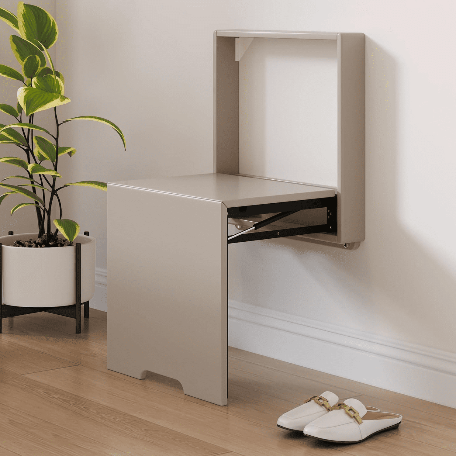 Wall Mounted Folding Entryway Stool Step Stools Shoe Changing Stool