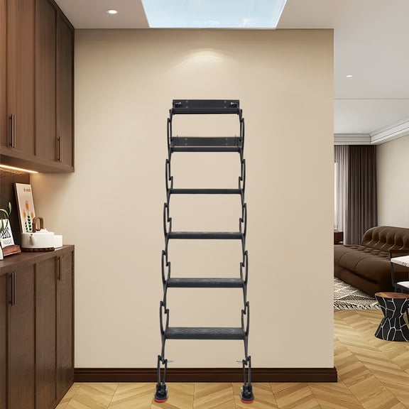 Wall Mounted Folding Ladder, Telescoping Step Ladders, Retractable Folding Stair For Rooftops, Basements, Warehouses, Shops