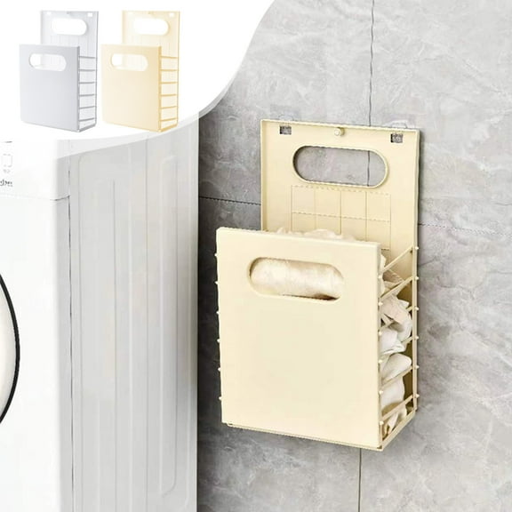 Wall Mounted Folding Laundry Basket for Dirty Clothes Large Capacity Storage Organizer with Portable Design and Space Saving Foldable Feature for Home Laundry Room and Bedroom Closet Topliu