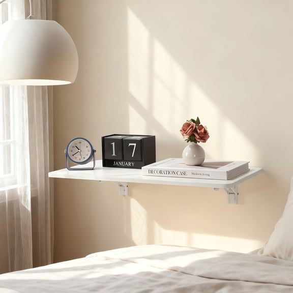 Wall-Mounted Folding Shelf & Table with Sturdy Brackets, Space-Saving Floating Shelf for Compact Areas, Easy to Fold and Store for Home, Kitchen, Laundry Room and Small Spaces