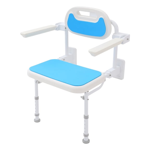 Wall Mounted Folding Shower Chair, Folding Shower Chair with Backrest, Height Adjustable Home Nursing Chair