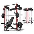 thumbnail image 1 of Foldable Power Rack Cage,1200 LBSWall Mounted Squat Rack, 5 Adjustable Modes, Functional Trainer for Space Saving Home Gym with 1000 LB Weight Bench and Barbell ,Red, 1 of 9