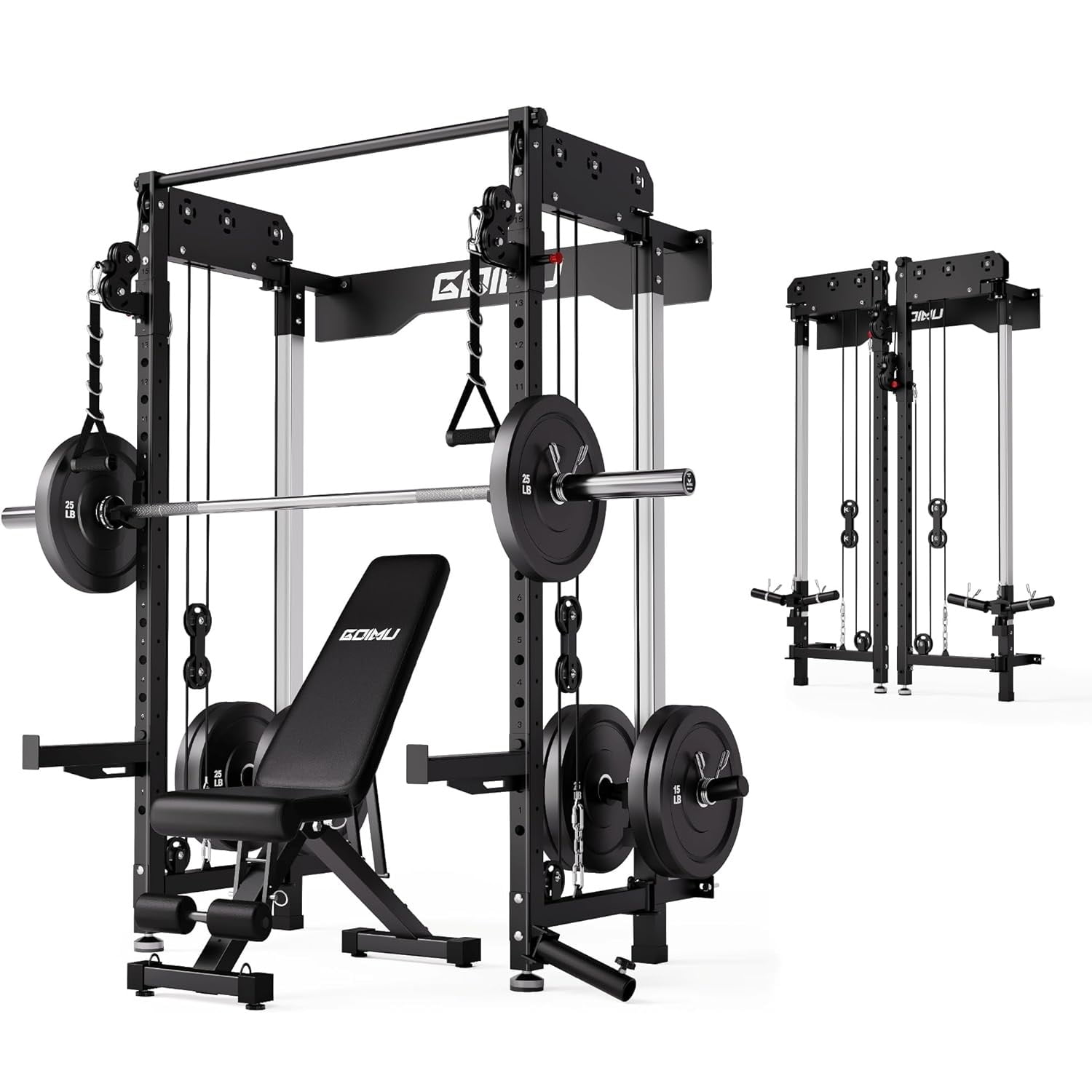 Wall Mounted Folding Squat Rack,1200 LBS Power Rack with Dual