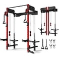 thumbnail image 1 of MITONOS Wall Mounted Folding Squat Rack,Power Rack with Dual Independent Pulley System, 5 Adjustable Modes, Functional Trainer for Space Saving Home Gym, 1 of 9